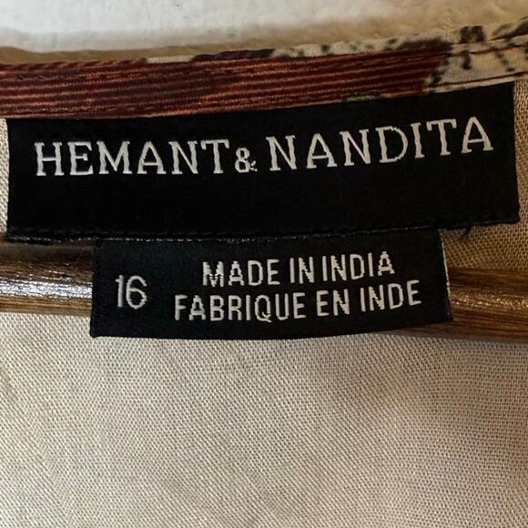 Hemant & Nandita Anthropologie Zeri Floral Peasant Midi Dress size 16 - Picture 5 of 9